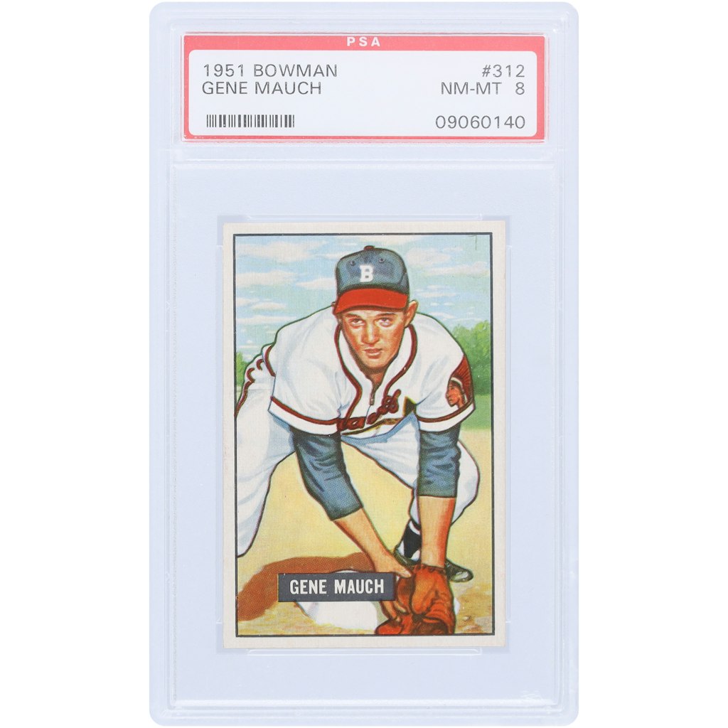1951 Bowman Gene Mauch Boston Braves Card #312 PSA 8: $299.99 1951 Bowman Gene Mauch Boston Braves Card #312 PSA 8: $299.99