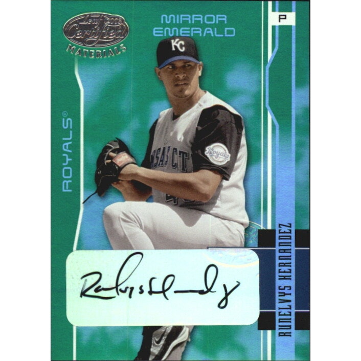 2003 Leaf Certified Materials Mirror Emerald Runelvys Hernandez Autograph: $25 2003 Leaf Certified Materials Mirror Emerald Runelvys Hernandez Autograph: $25
