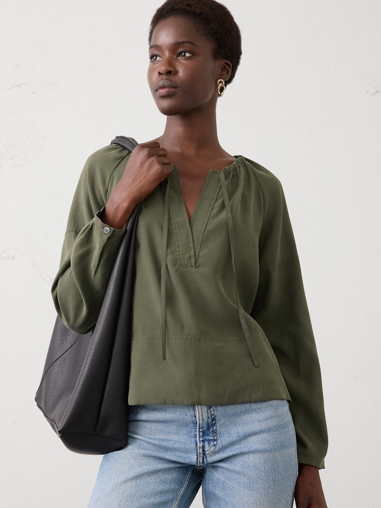 Twill Shirred Popover Shirt: $44.97 Twill Shirred Popover Shirt: $44.97