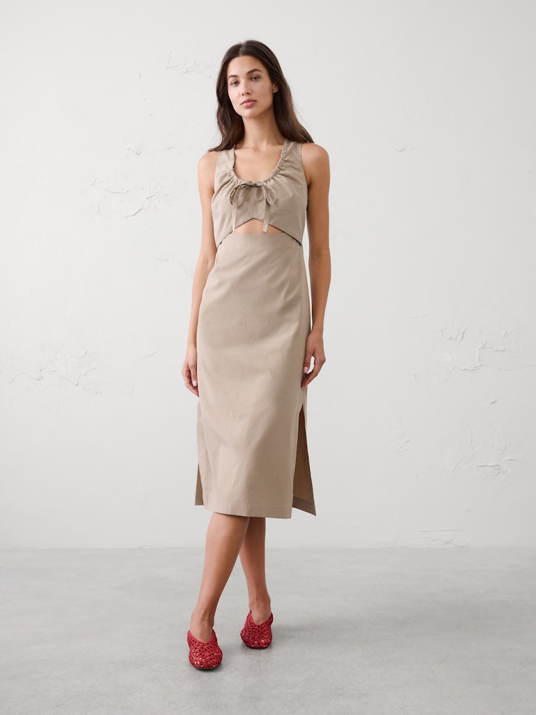 Cinched Cutout Midi Dress: $60 Cinched Cutout Midi Dress: $60