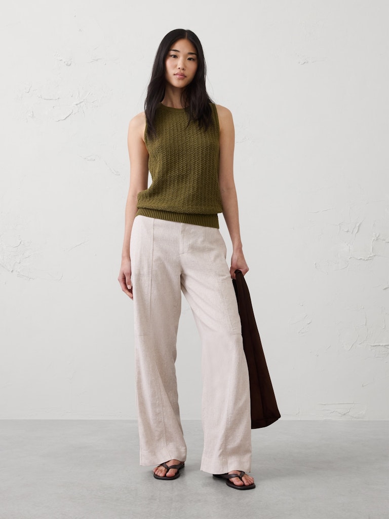 High-Rise Linen-Blend Utility Pants: $55 High-Rise Linen-Blend Utility Pants: $55