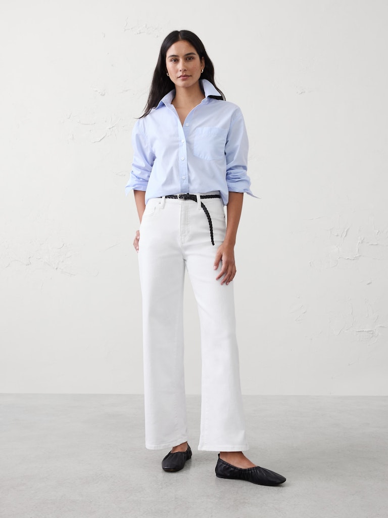 Wide-Leg High-Rise Cropped Jeans: $50 Wide-Leg High-Rise Cropped Jeans: $50