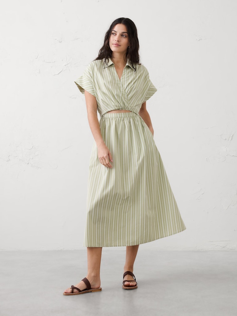 Cutout Poplin Midi Dress: $60 Cutout Poplin Midi Dress: $60