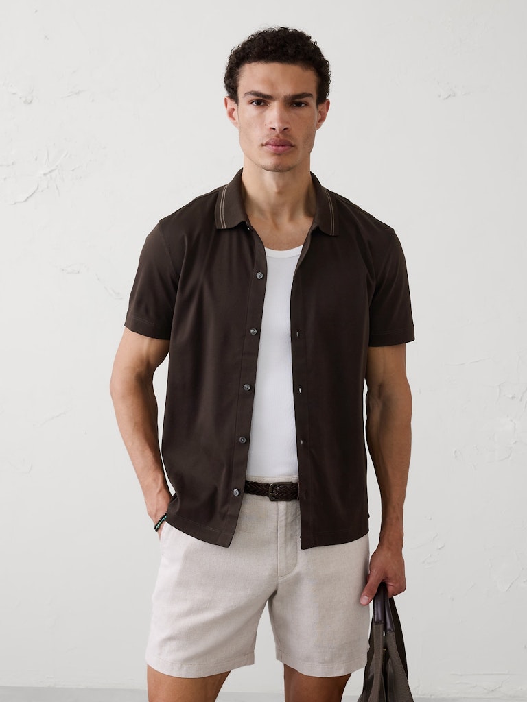 Standard-Fit Luxe Touch Button-Down Polo: $35 Standard-Fit Luxe Touch Button-Down Polo: $35