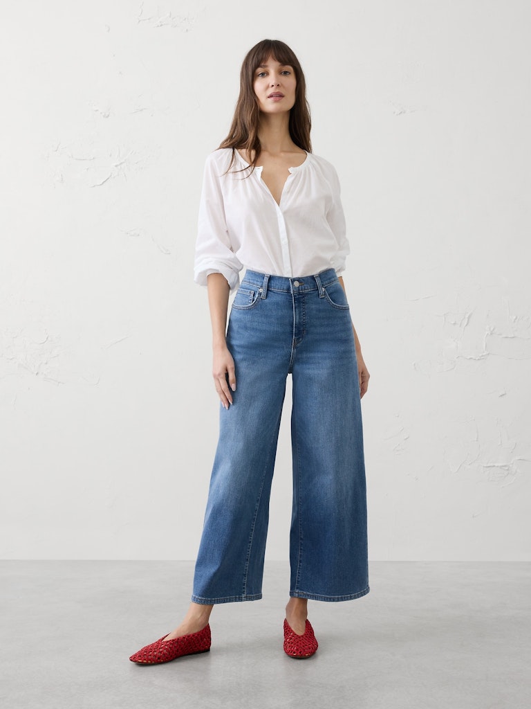 Wide-Leg High-Rise Cropped Jeans: $50 Wide-Leg High-Rise Cropped Jeans: $50