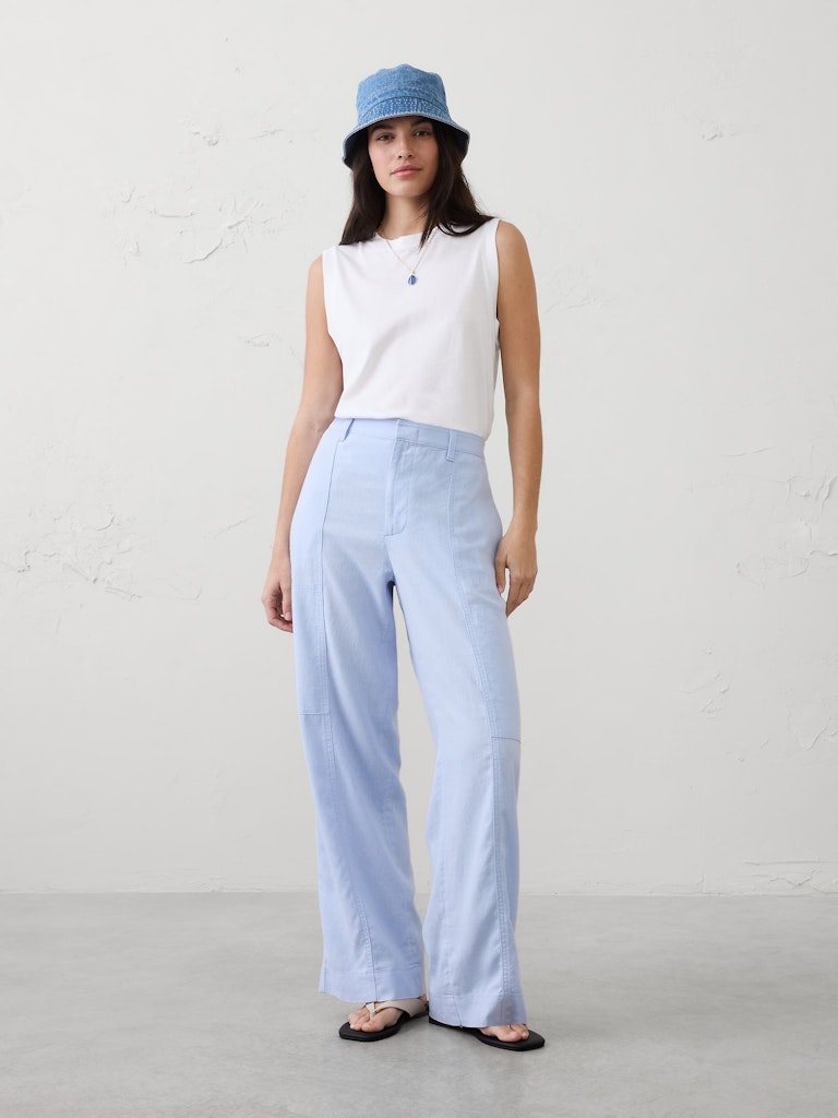 High-Rise Linen-Blend Utility Pants: $55 High-Rise Linen-Blend Utility Pants: $55