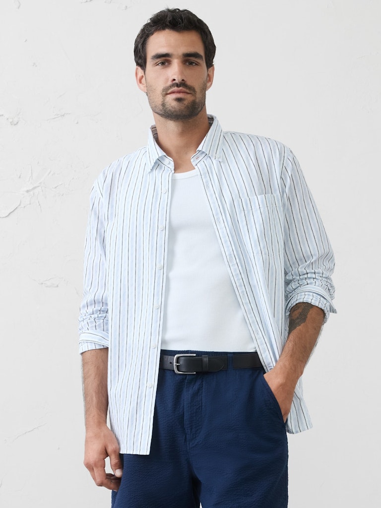 Standard-Fit Seersucker Shirt: $40 Standard-Fit Seersucker Shirt: $40