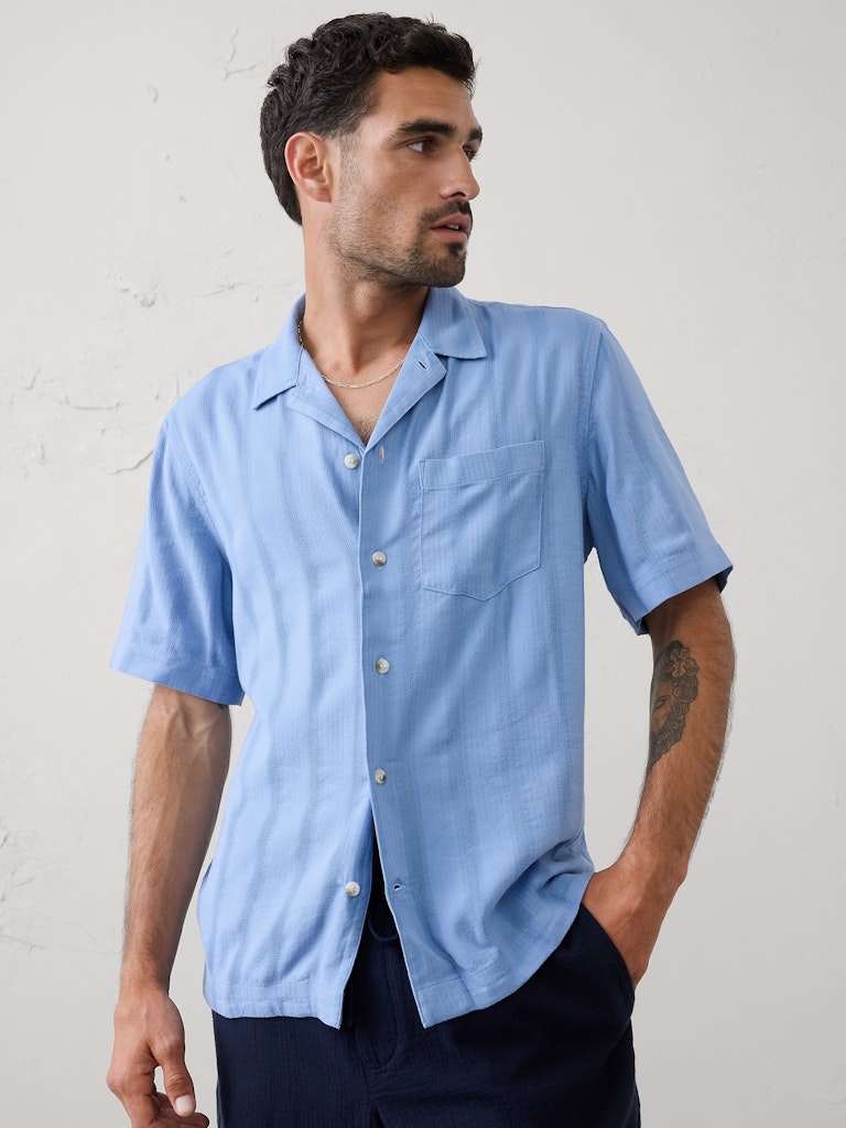 Standard-Fit Seersucker Resort Shirt: $25 Standard-Fit Seersucker Resort Shirt: $25