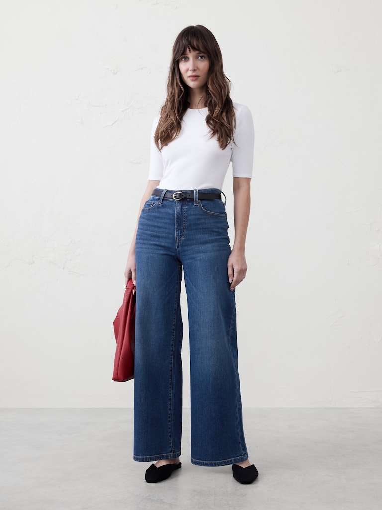 Wide-Leg High-Rise Jeans: $50 Wide-Leg High-Rise Jeans: $50