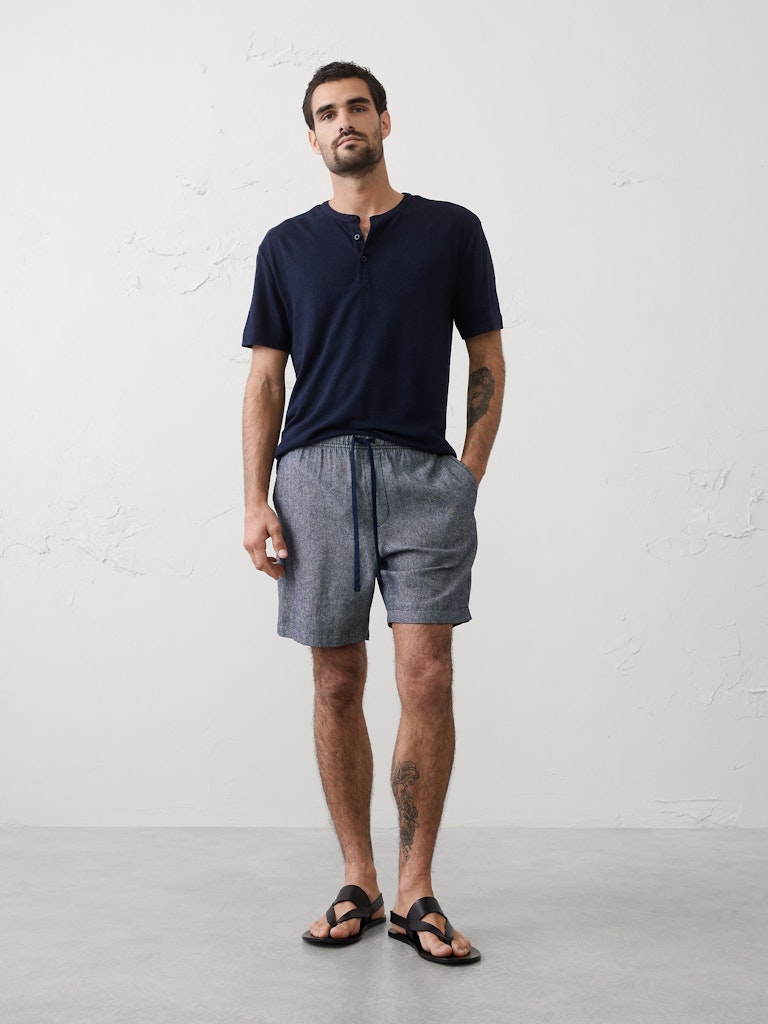 Standard-Fit Linen-Blend Henley: $22.50 Standard-Fit Linen-Blend Henley: $22.50
