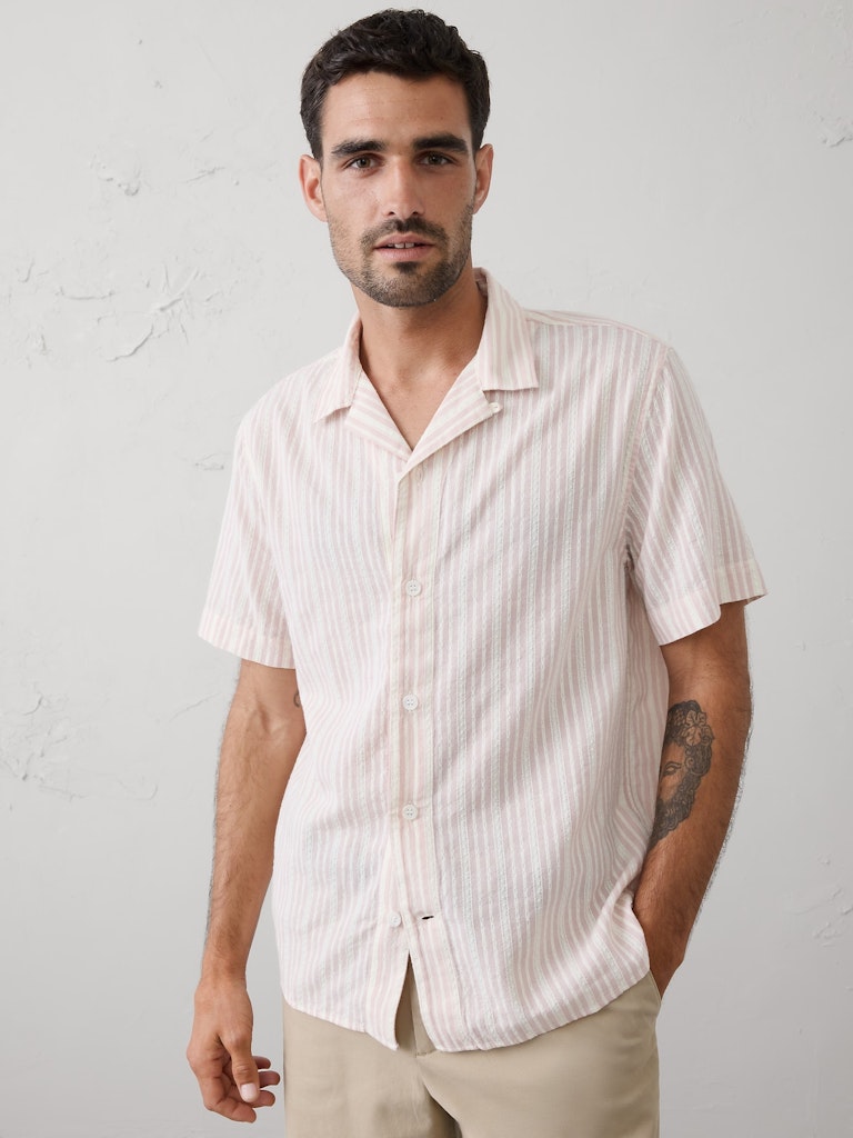 Standard-Fit Textured Resort Shirt: $32 Standard-Fit Textured Resort Shirt: $32