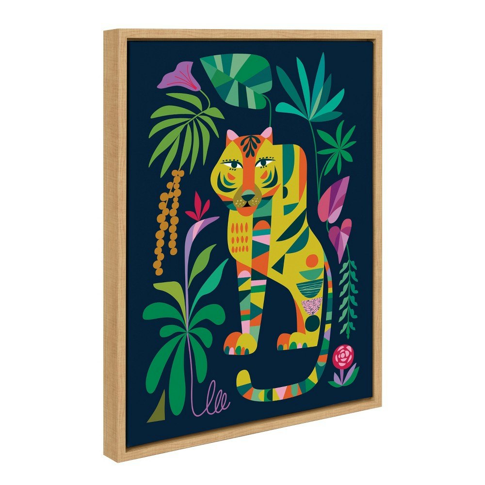 Kate & Laurel 18"x24" Tiger in the Forest Framed Canvas Wall Art: $59.99