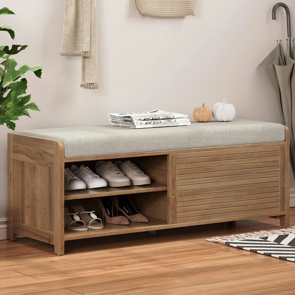 White Washed 16.5-inch Shutter Storage Bench with Cushion: $209.99 White Washed 16.5-inch Shutter Storage Bench with Cushion: $209.99
