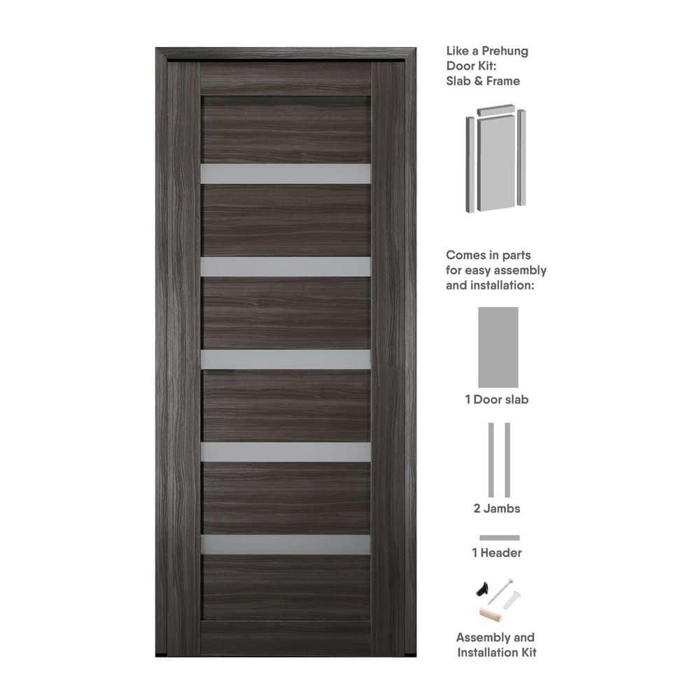 Leora 18" x 96" Right-Hand 7-Lite Frosted Glass Solid Core Prehung Interior Door: $1,048 Leora 18" x 96" Right-Hand 7-Lite Frosted Glass Solid Core Prehung Interior Door: $1,048
