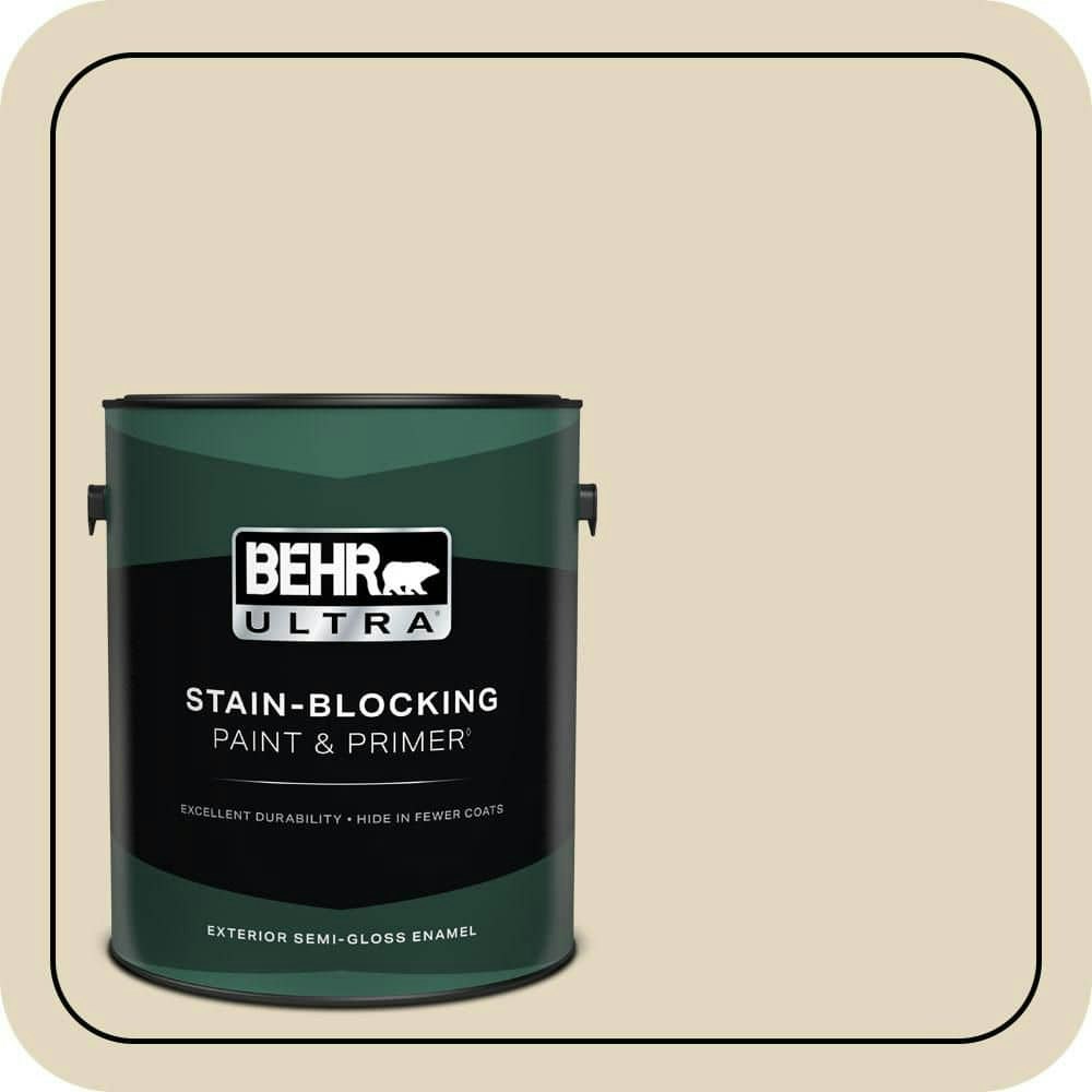 Behr Premium Plus Pale Parsnip Semi-Gloss Exterior Paint and Primer 1-Gallon: $61.98