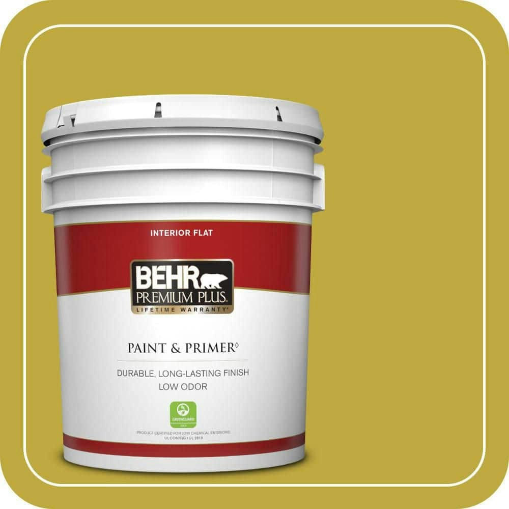 Behr Premium Plus Margarita Flat Interior Paint and Primer 5-Gallon: $154