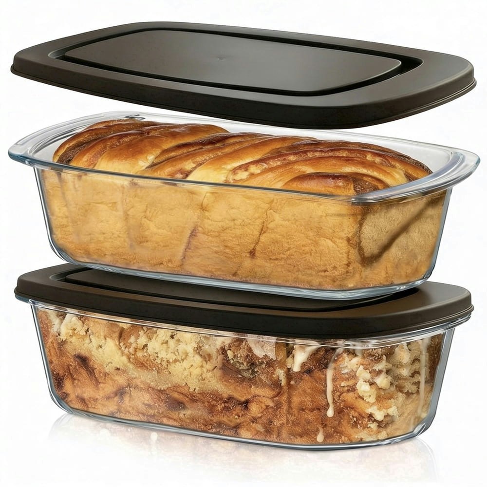 Razab 1.9-Quart Glass Loaf Pan with Lid 4-Pack: $19.99 Razab 1.9-Quart Glass Loaf Pan with Lid 4-Pack: $19.99