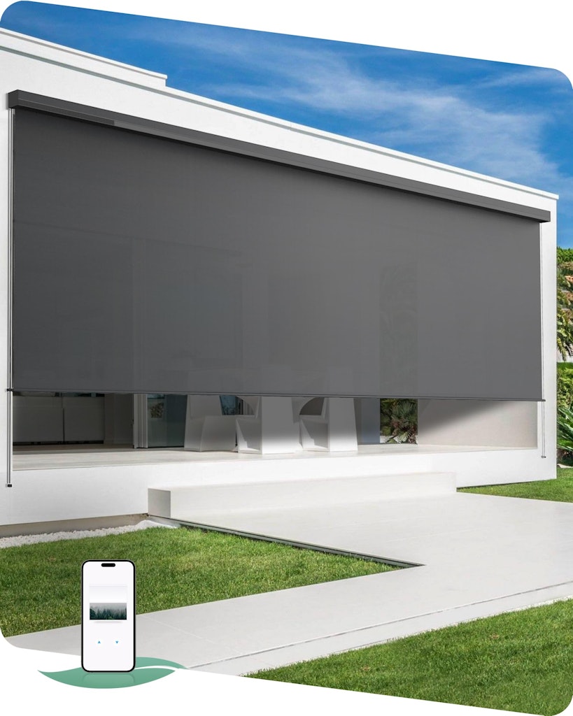 Motorized Solar-Powered Outdoor Roller Shade: $120