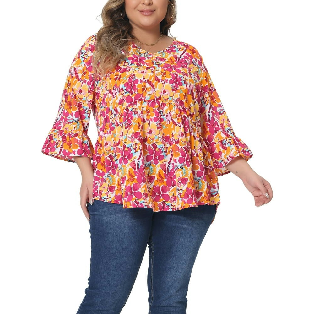 Agnes Orinda Women's Plus Size Floral Peplum Top: $25.99
