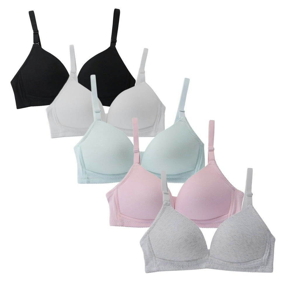 HuaAngel Girls Soft Padded Cotton Training Bralette 5-Pack: $23.59