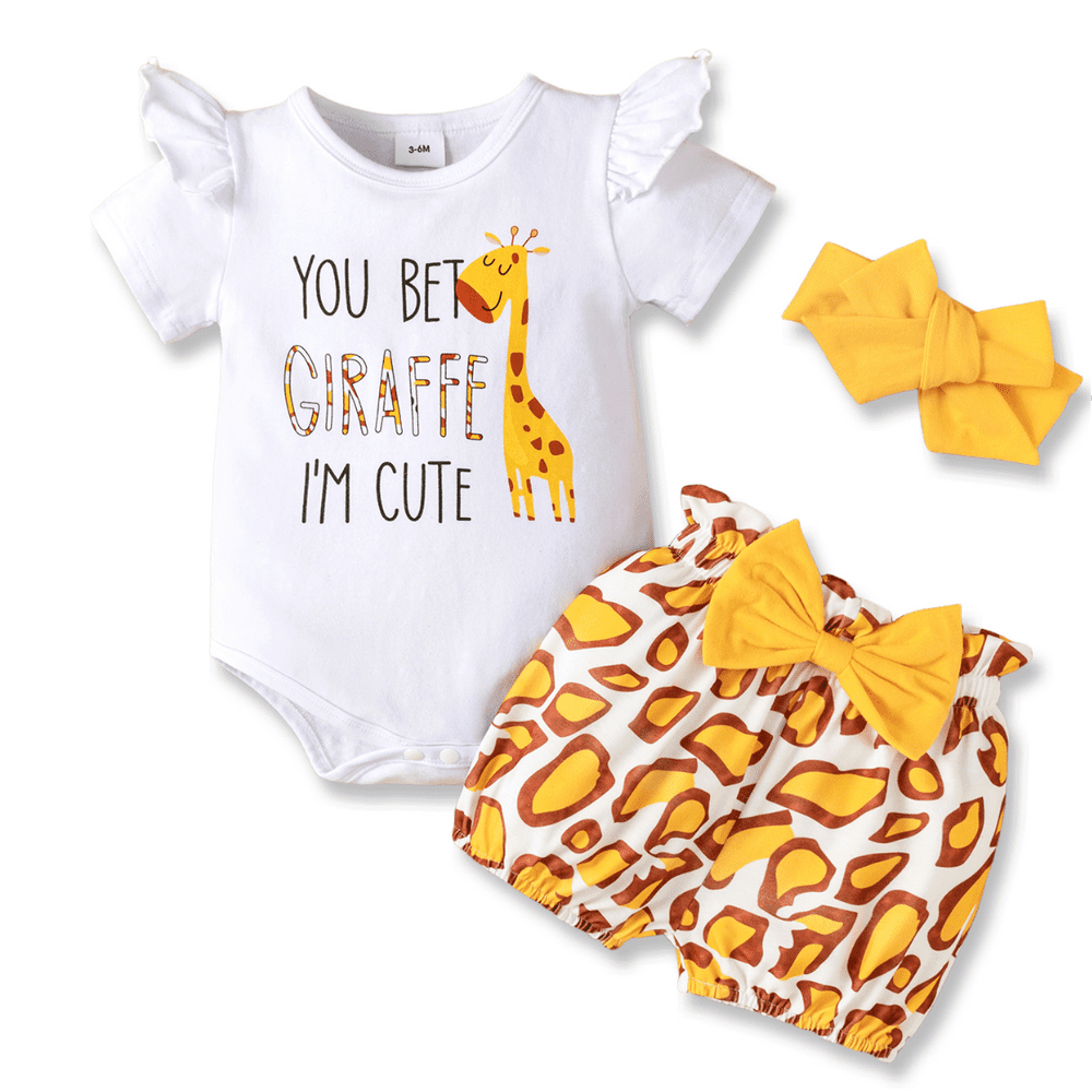 PatPat Baby Girl Giraffe Print 3-Piece Outfit Set: $12.32