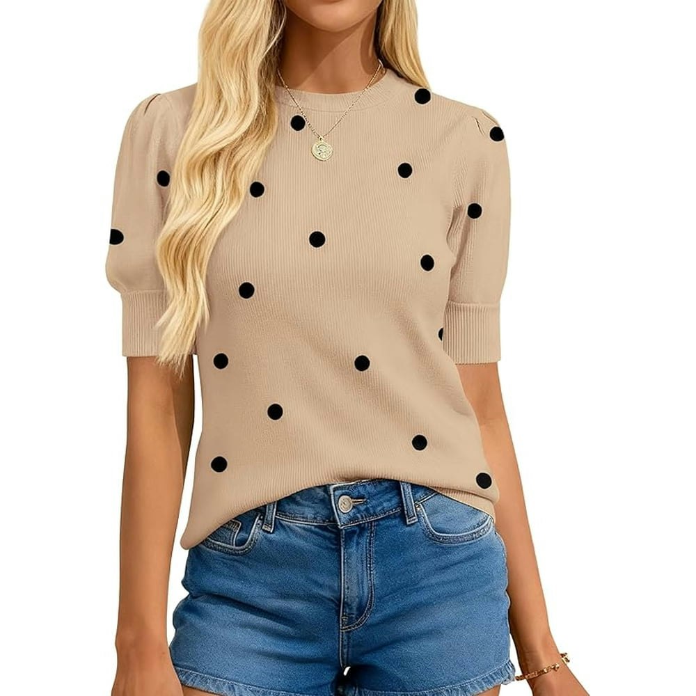 BTFBM Women's Polka Dot Short Sleeve Knit Sweater: $29.99 BTFBM Women's Polka Dot Short Sleeve Knit Sweater: $29.99