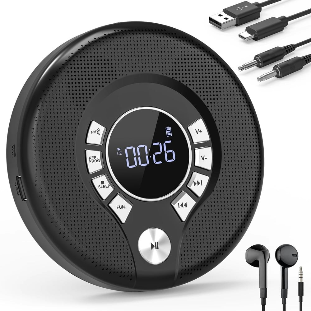 Greadio Portable Rechargeable CD Player: $32.99