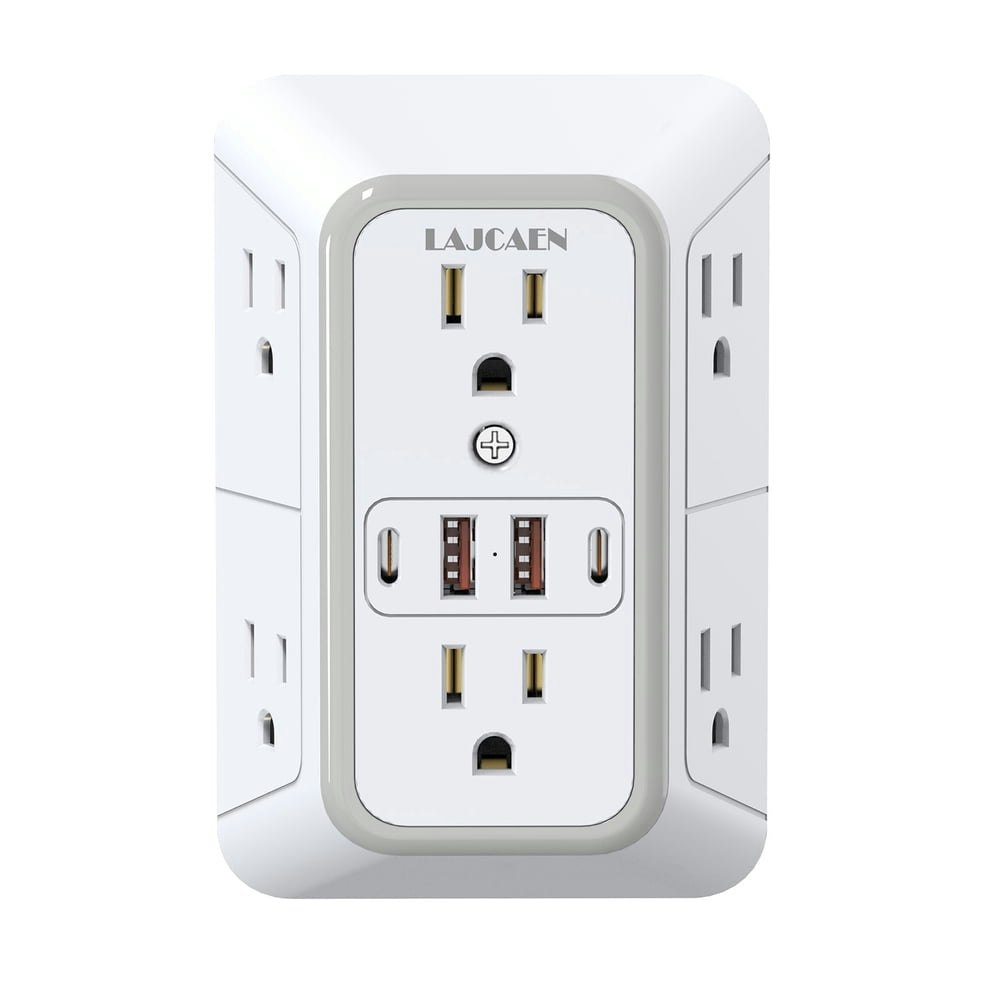 6-Outlet 4-USB Wall Surge Protector: $9.99