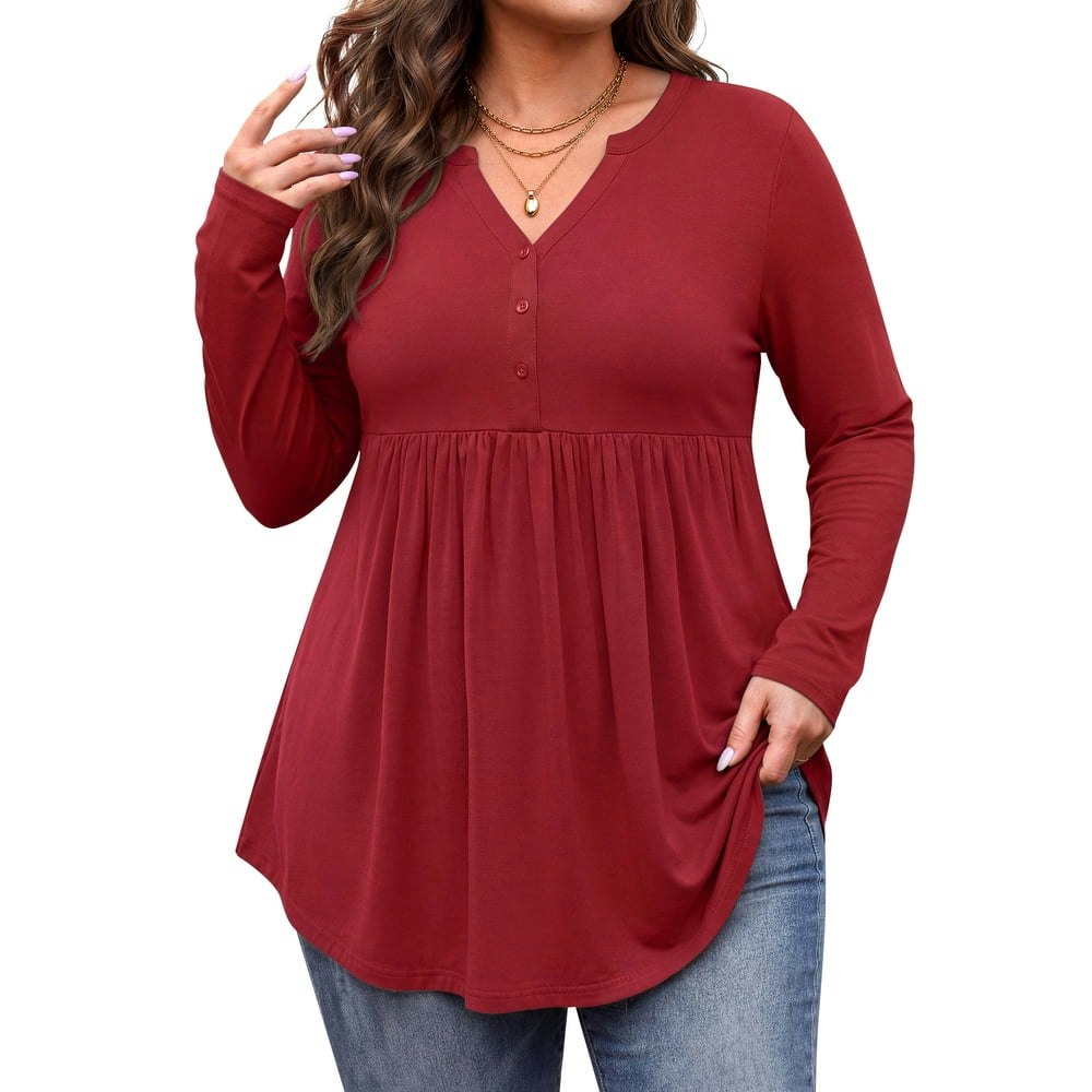 WellSize Women's V-Neck Long Sleeve Tunic Blouse: $14.99 WellSize Women's V-Neck Long Sleeve Tunic Blouse: $14.99