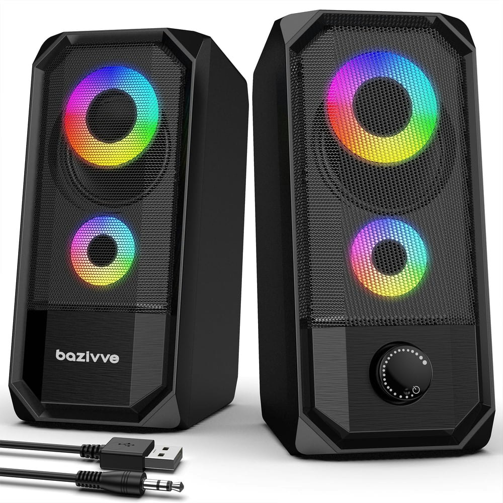 RGB Wired USB Computer Speakers: $22.69