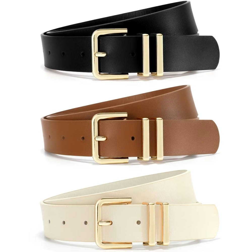 Jasgood Women's Fashion Leather Belt 3-Pack: $14.99 Jasgood Women's Fashion Leather Belt 3-Pack: $14.99