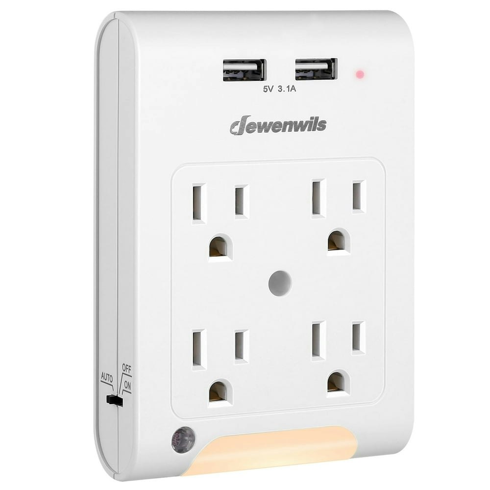 Dewenwils 4-Outlet Wall Adapter with Night Light and 2 USB Ports: $14.12 Dewenwils 4-Outlet Wall Adapter with Night Light and 2 USB Ports: $14.12