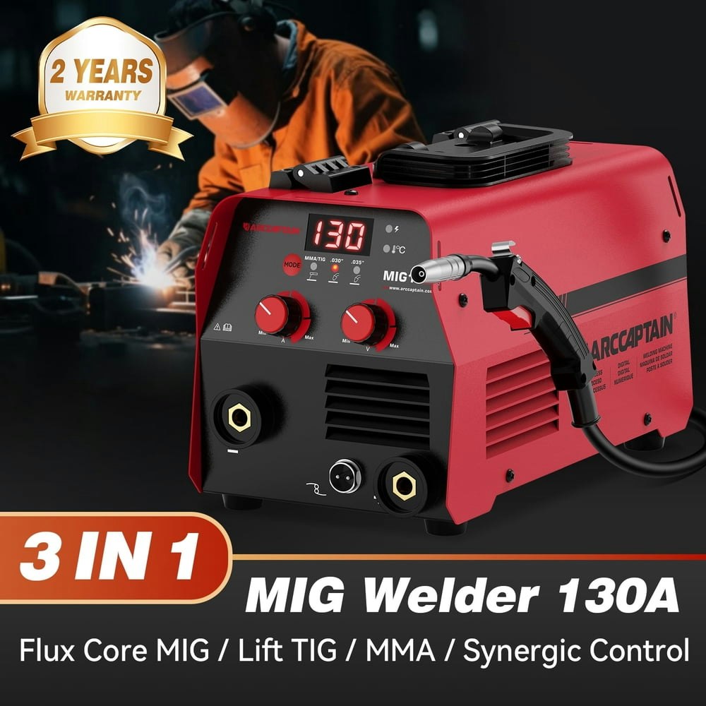 Arccaptain 130A Flux Core MIG, Lift TIG, and Stick Welder: $99.97