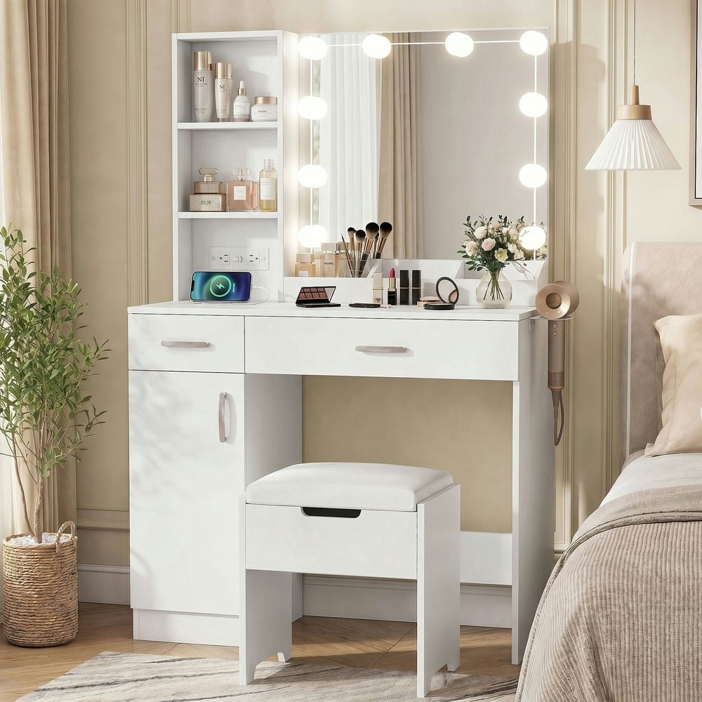 Veanerwood Makeup Vanity Desk with Lighted Mirror: $119.99 Veanerwood Makeup Vanity Desk with Lighted Mirror: $119.99