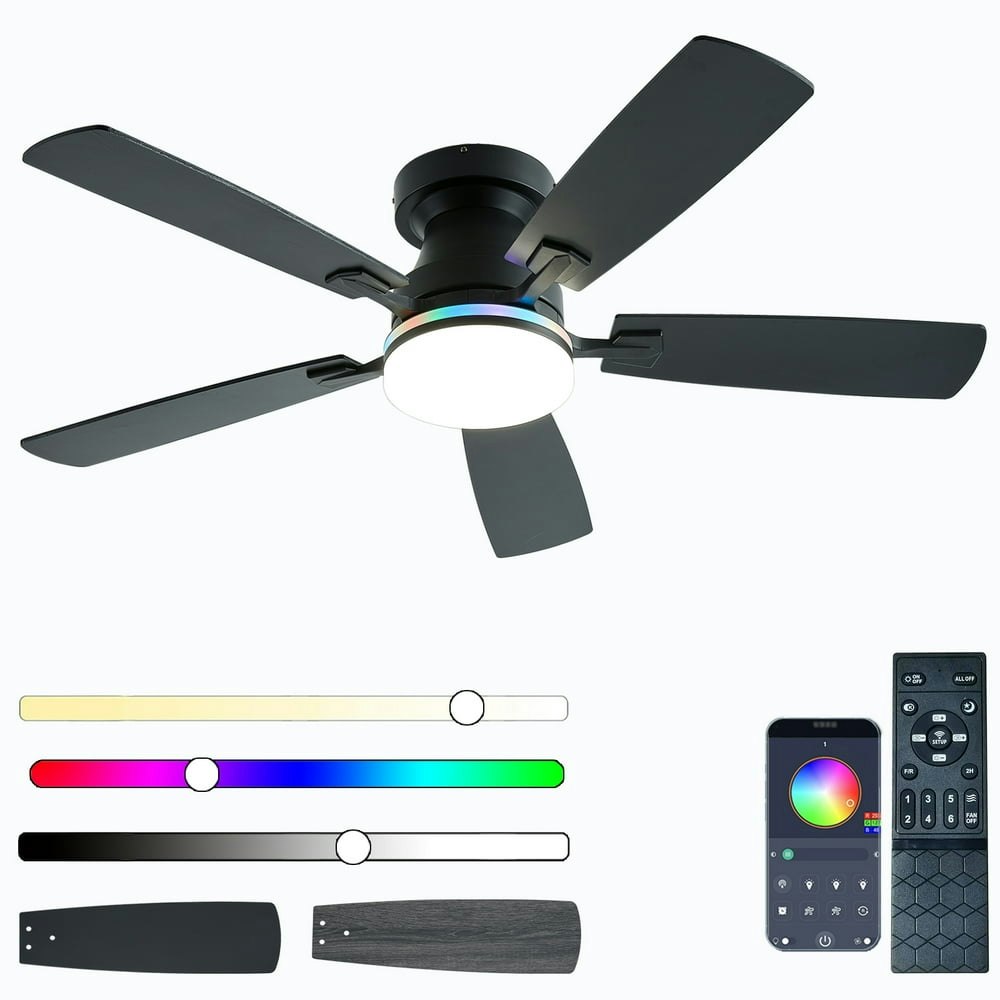 48-inch Flush Mount Ceiling Fan with LED Light and Remote: $57.59 48-inch Flush Mount Ceiling Fan with LED Light and Remote: $57.59