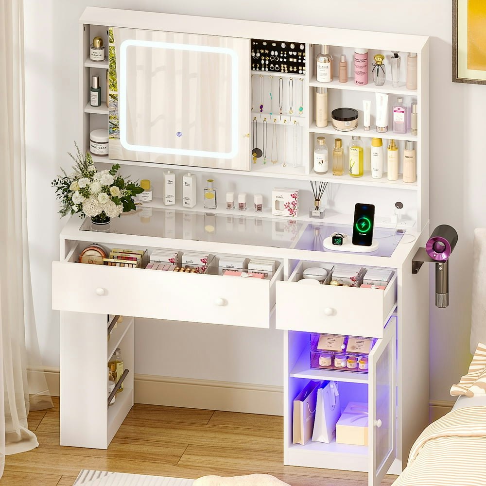 Ktaxon Makeup Vanity with Lighted Mirror and Charging Station: $169.99 Ktaxon Makeup Vanity with Lighted Mirror and Charging Station: $169.99