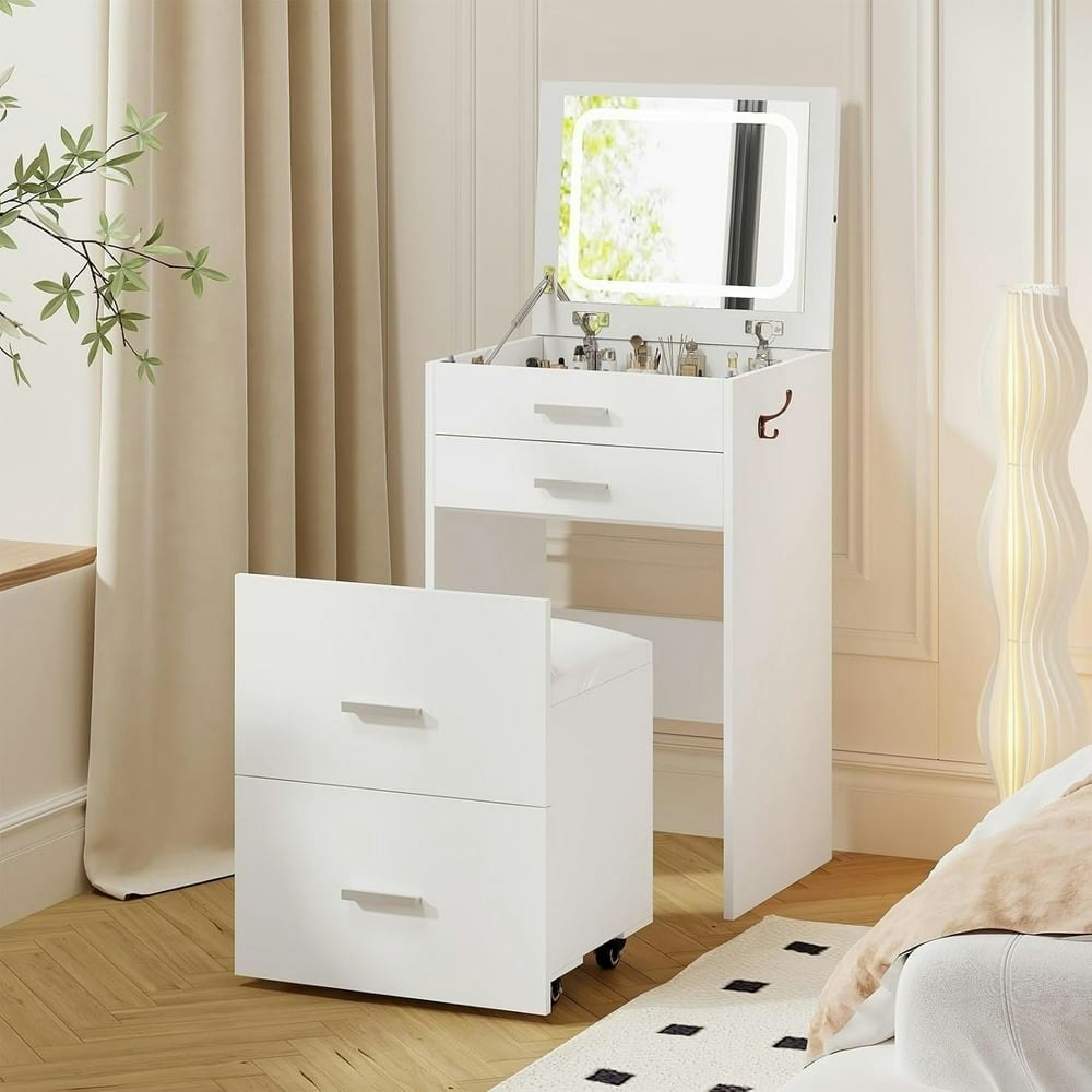 Selooye 3-in-1 Vanity Desk with Flip-Up Mirror and Stool: $125.99 Selooye 3-in-1 Vanity Desk with Flip-Up Mirror and Stool: $125.99