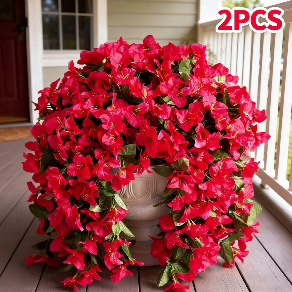 Hyindoor Artificial Hanging Bougainvillea Flowers 2-Pack: $13.71