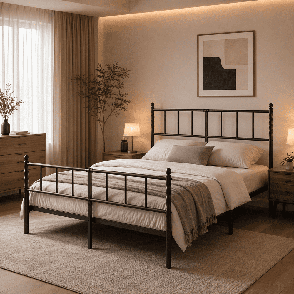 Queen Metal Platform Bed Frame with Headboard and Footboard: $74.98 Queen Metal Platform Bed Frame with Headboard and Footboard: $74.98