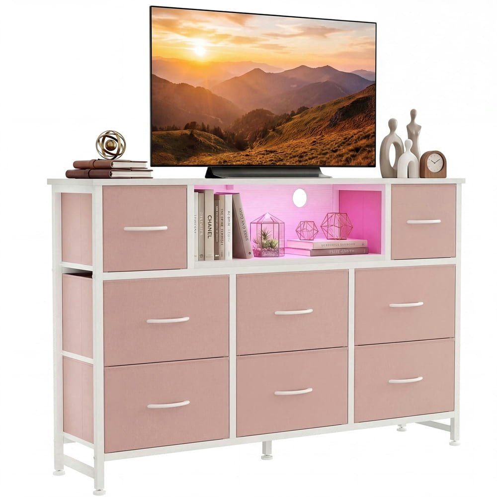 Jioabl TV Stand with 8 Fabric Drawers and Power Outlet: $64.79 Jioabl TV Stand with 8 Fabric Drawers and Power Outlet: $64.79