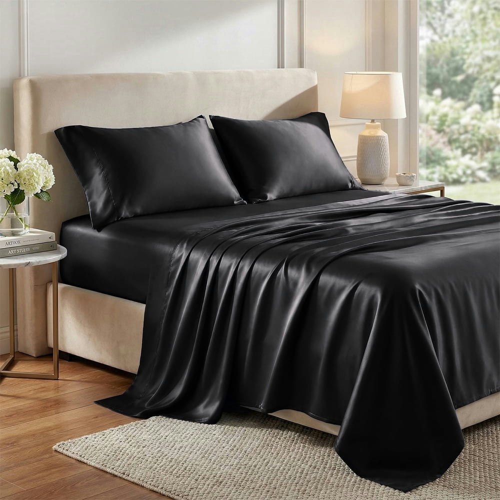 Lipa Queen 4-Piece Satin Sheet Set: $24.97