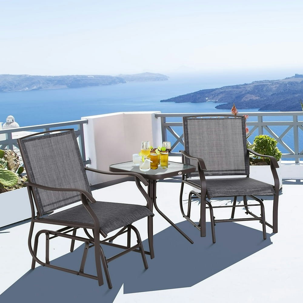 Outsunny 3-Piece Rocking Glider Chair and Table Set: $146.99