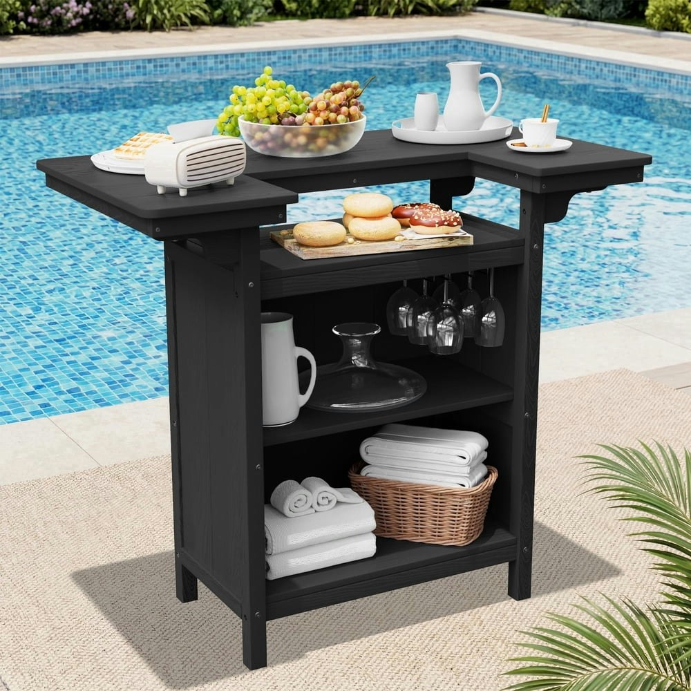 Serwall Outdoor Bar Table with Storage Shelves: $180.49 Serwall Outdoor Bar Table with Storage Shelves: $180.49