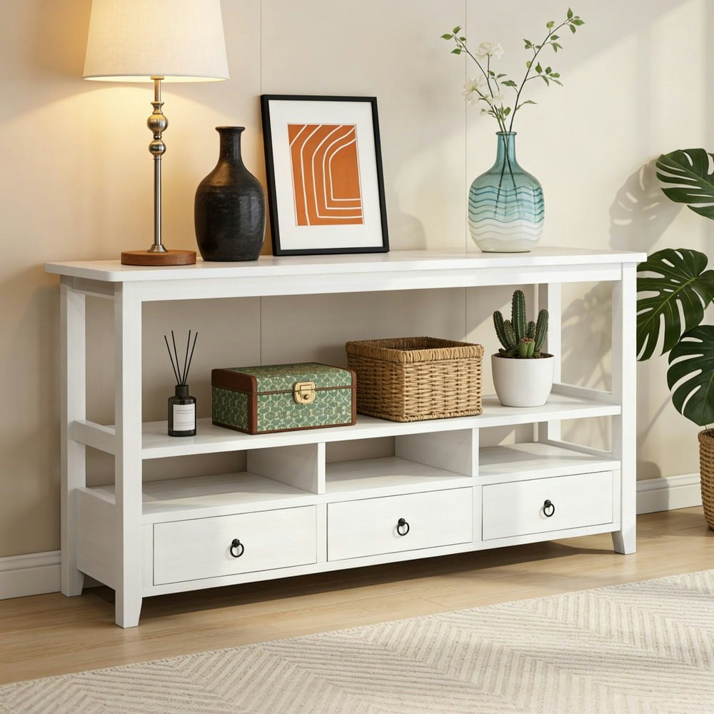 Ktaxon 58-Inch Mid-Century 3-Drawer Console Table: $132.99 Ktaxon 58-Inch Mid-Century 3-Drawer Console Table: $132.99
