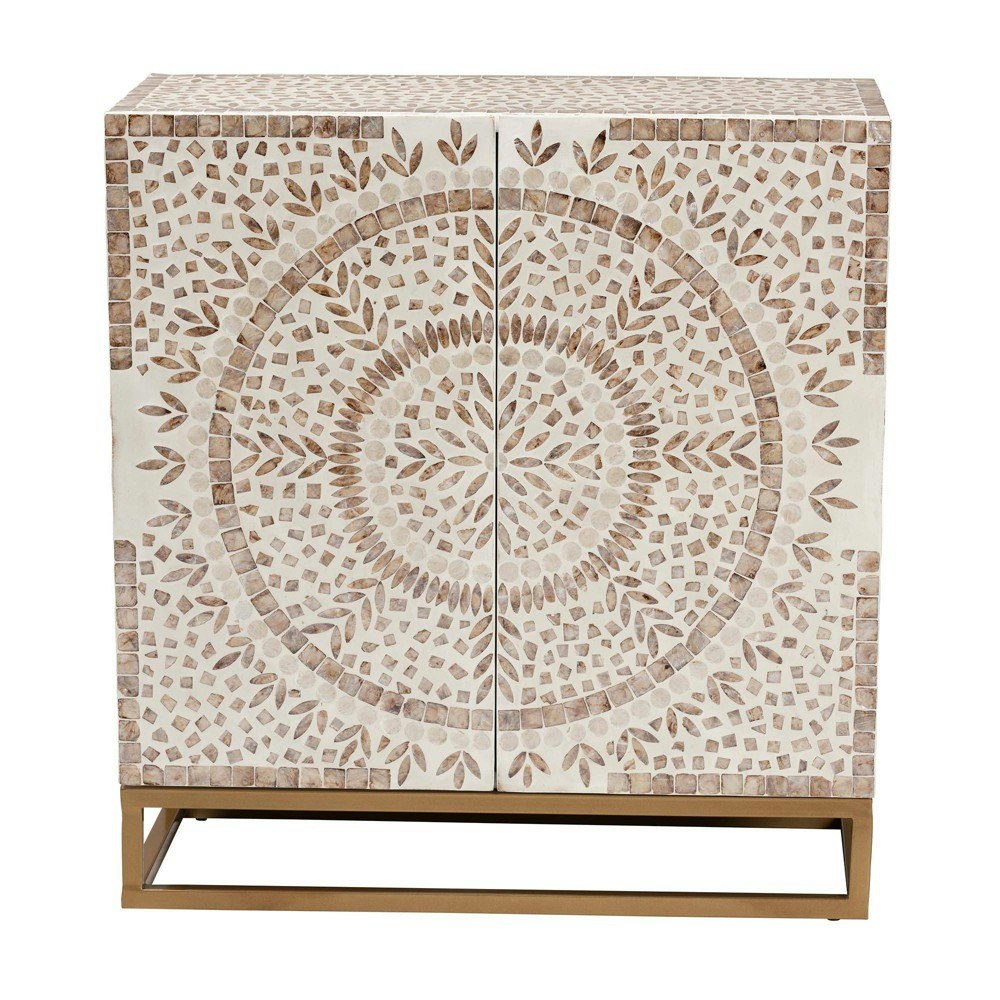 Baxton Studio Ercilia Mother of Pearl Storage Cabinet: $236.99