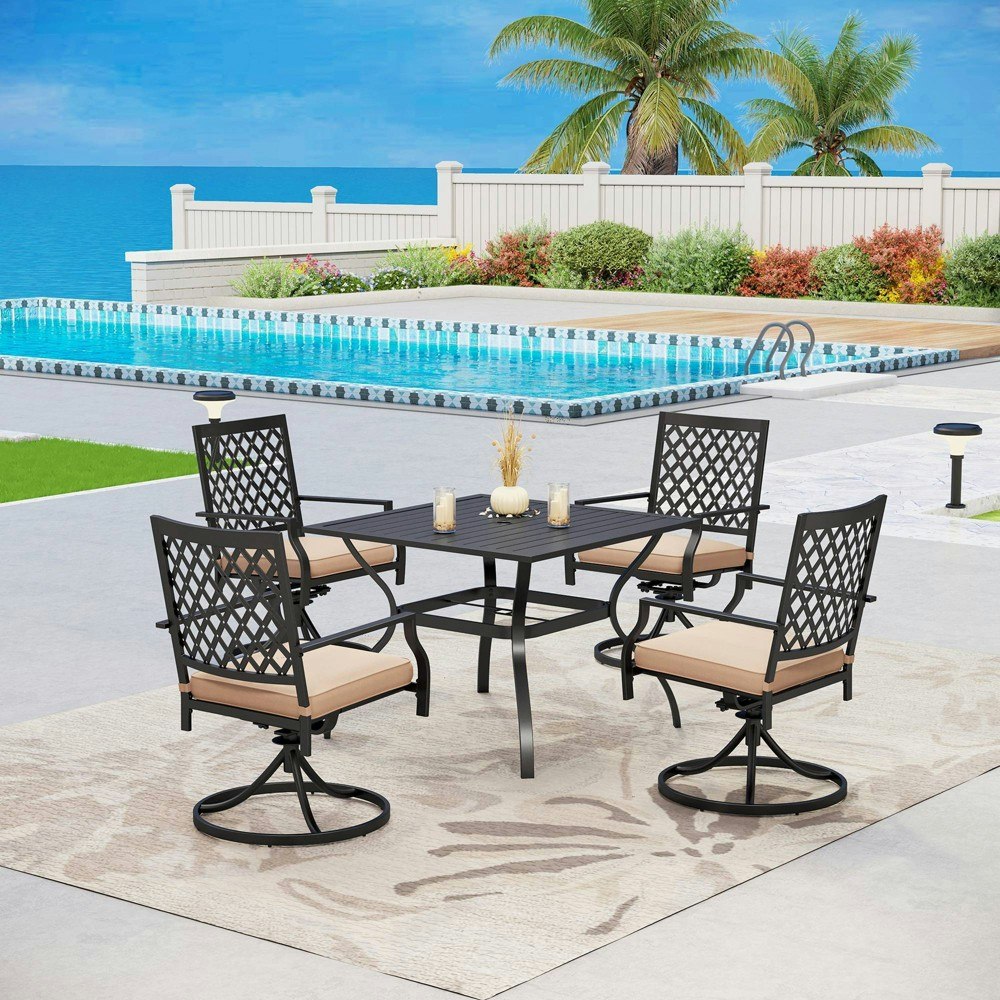 Captiva Designs 5-Piece Patio Set with 37-Inch Metal Table and Swivel Arm Chairs: $741.99 Captiva Designs 5-Piece Patio Set with 37-Inch Metal Table and Swivel Arm Chairs: $741.99