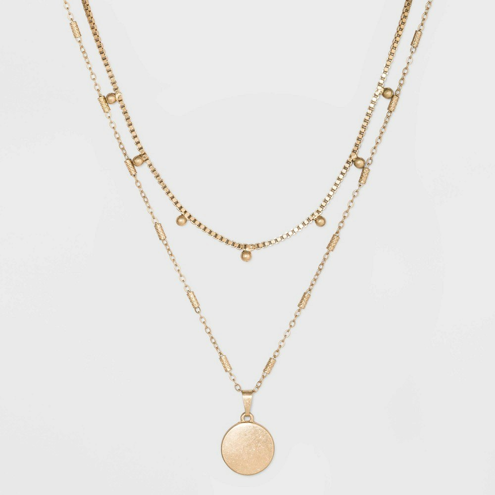 Universal Thread Ball & Medallion Layered Necklace: $14.99 Universal Thread Ball & Medallion Layered Necklace: $14.99