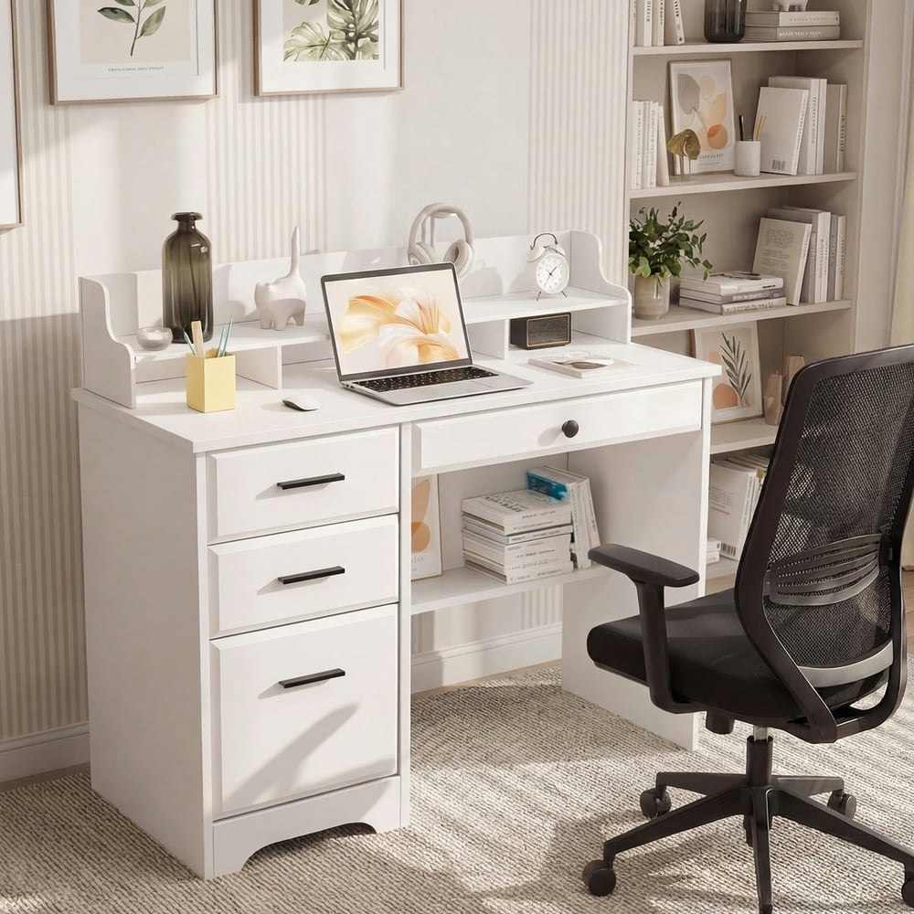 4 Ever Wooden L-Shaped Desk with Hutch and Storage: $111.49 4 Ever Wooden L-Shaped Desk with Hutch and Storage: $111.49