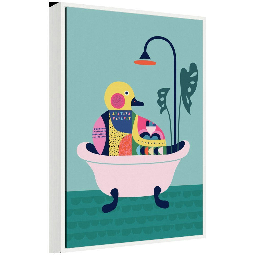 Kate & Laurel 23"x33" Modern Teal Little Duckie in Bathtub Framed Canvas Wall Art: $84.99 Kate & Laurel 23"x33" Modern Teal Little Duckie in Bathtub Framed Canvas Wall Art: $84.99
