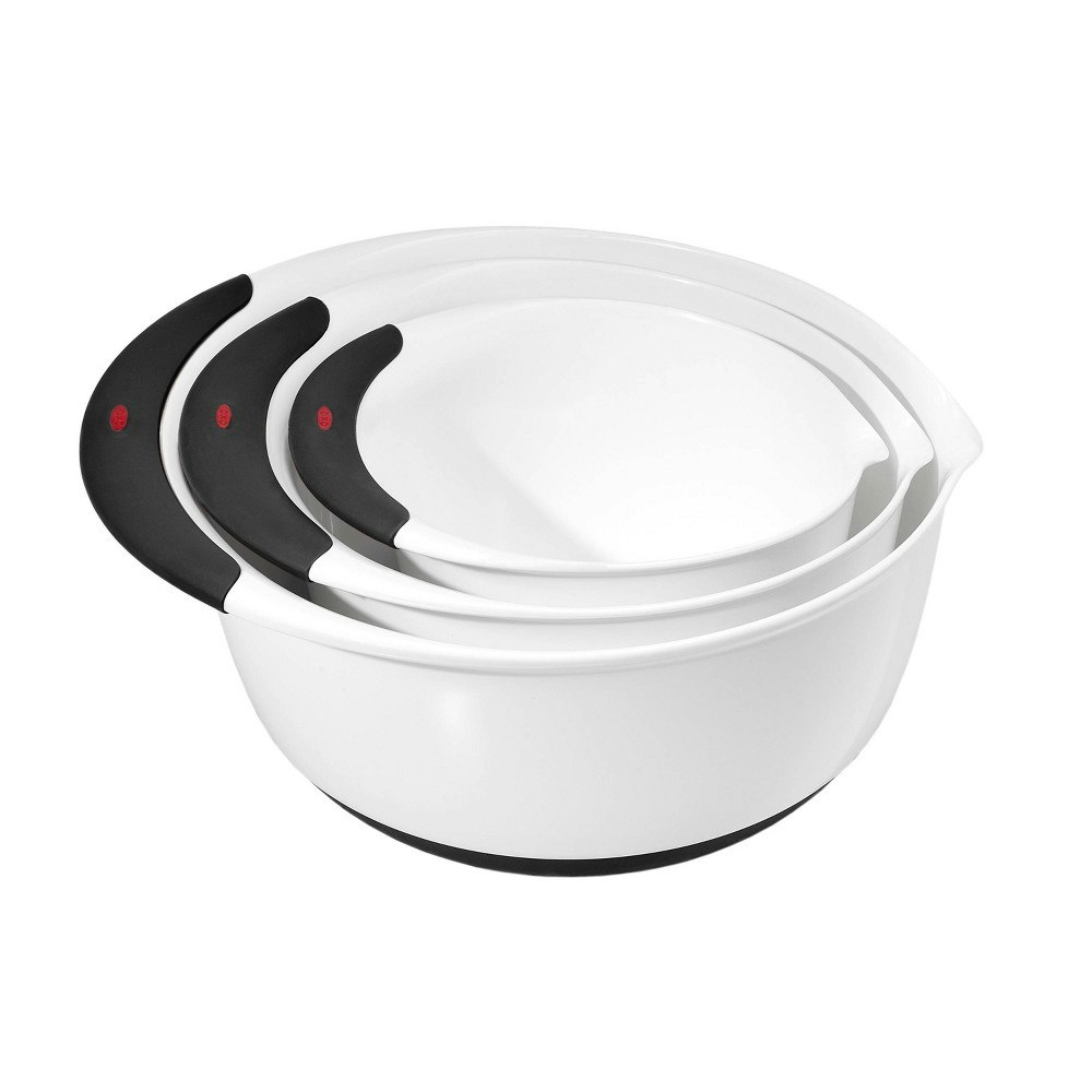 OXO 3-Piece Plastic Mixing Bowl Set: $29.99 OXO 3-Piece Plastic Mixing Bowl Set: $29.99